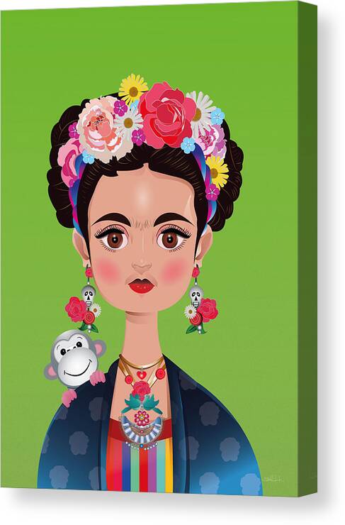 Frida Khalo Canvas Print featuring the digital art Frida Khalo by Isabel Salvador