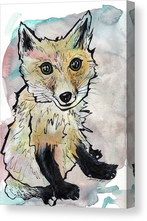Fox Canvas Print featuring the painting Friendly Fox by Darcy Lee Saxton