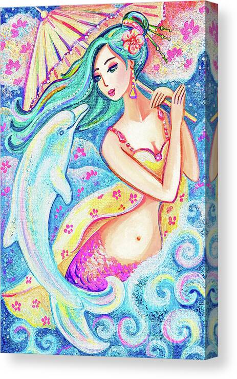 Girl And Sea Canvas Print featuring the painting Friends of the East Sea by Eva Campbell