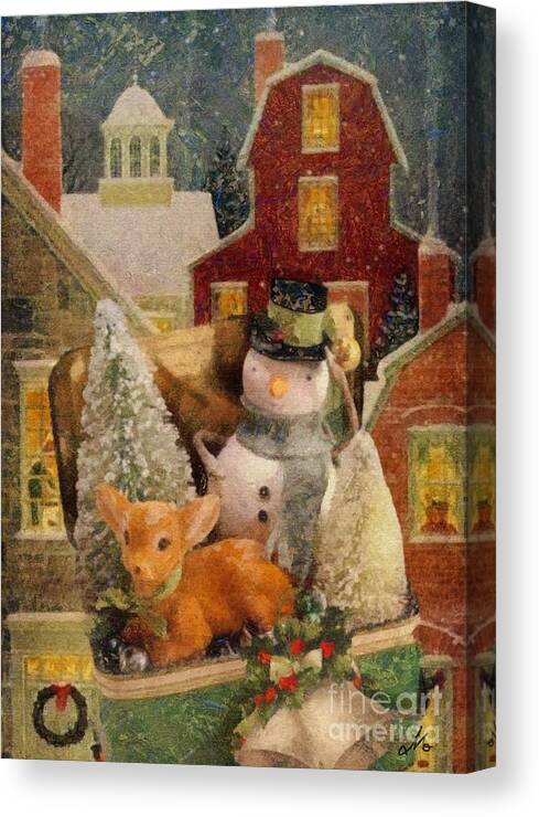 Frosty The Snowman Canvas Print featuring the painting Frosty the Snowman by Mo T