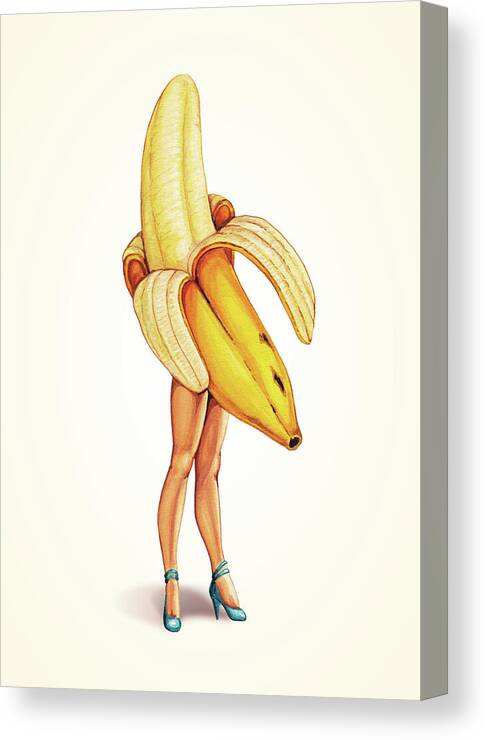 #faatoppicks Canvas Print featuring the painting Fruit Stand - Banana by Kelly Gilleran