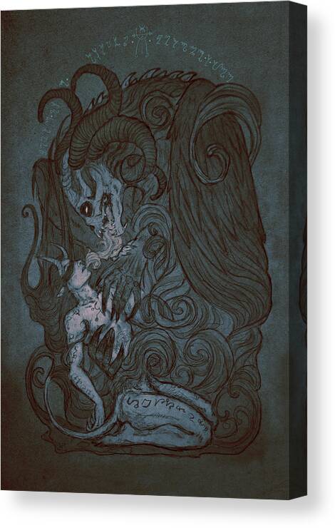 Demon Canvas Print featuring the mixed media Fusion by Cambion Art
