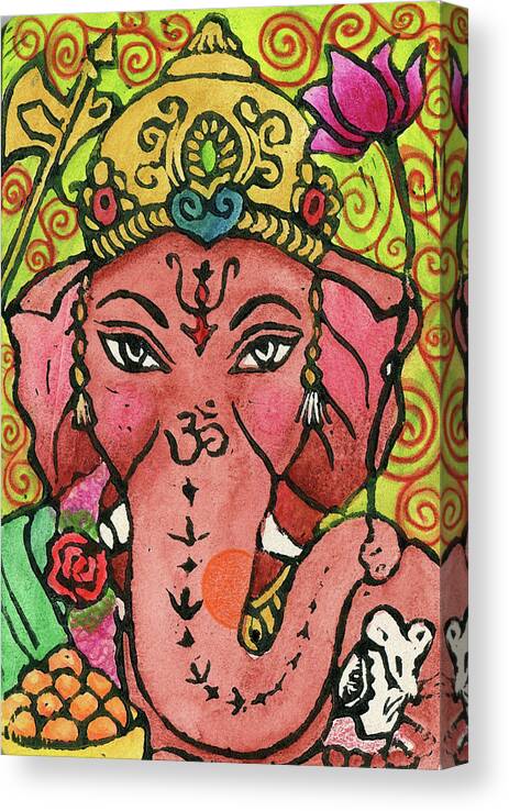 Jennifer Mazzucco Canvas Print featuring the mixed media Ganesha Portrait by Jennifer Mazzucco