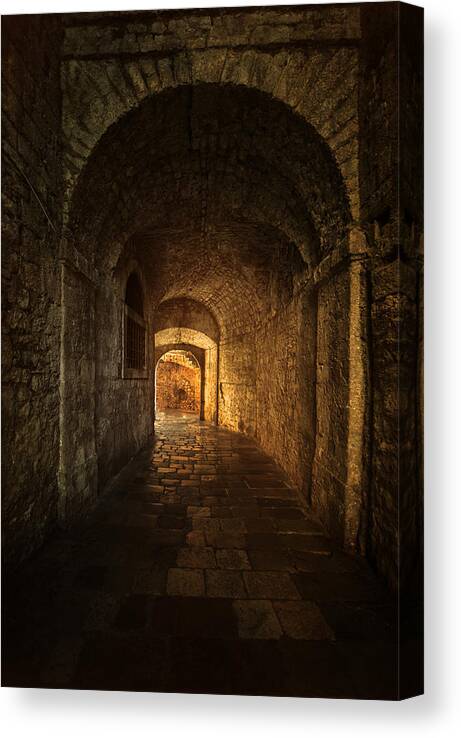 Dawn Canvas Print featuring the photograph Golden passage by Jaroslaw Blaminsky