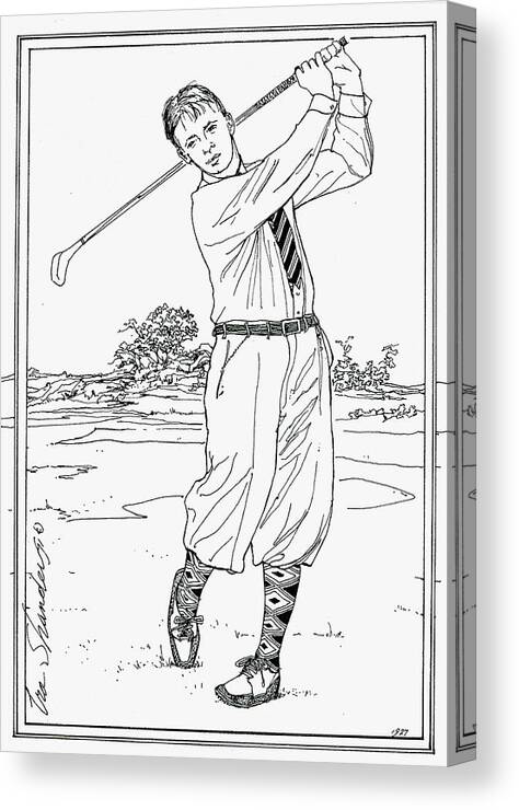 Golf Canvas Print featuring the drawing Golf In The Twenties by Ira Shander