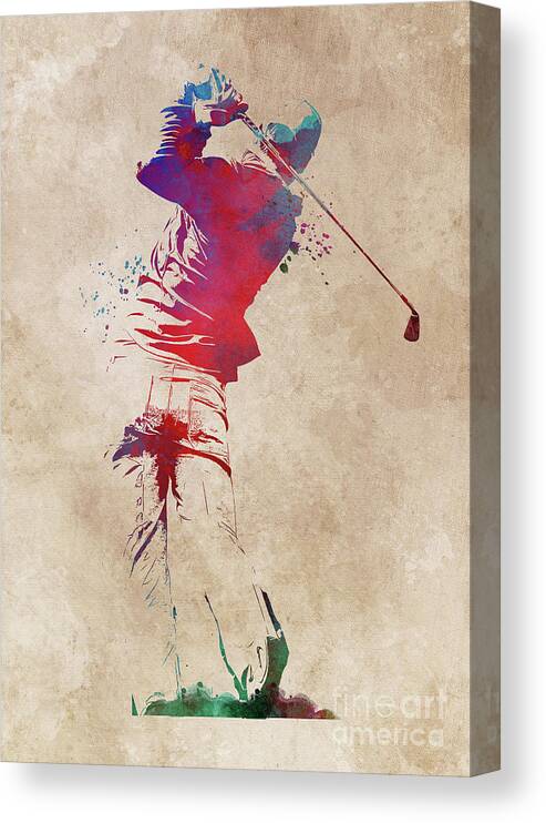 Golf Canvas Print featuring the digital art Golf player sport art by Justyna Jaszke JBJart