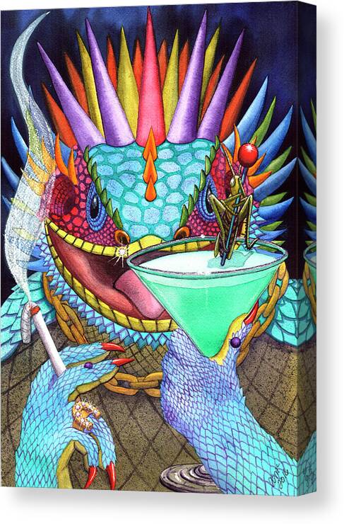 Lizard Canvas Print featuring the painting Grasshopper by Catherine G McElroy