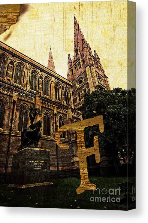 Cultural Canvas Print featuring the photograph Grungy Melbourne Australia Alphabet Series Letter F Captain Matt by Beverly Claire Kaiya
