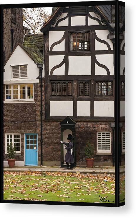 Guard Canvas Print featuring the photograph Guard at the Tower of London by Peggy Dietz