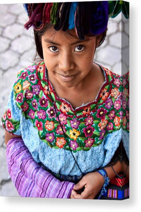 Guatemala Canvas Print featuring the photograph Guatemalan girl by Tatiana Travelways