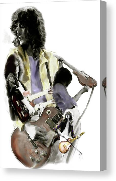 Jimmy Page Image Canvas Print featuring the painting Jimmy Page, IV by Iconic Images Art Gallery David Pucciarelli