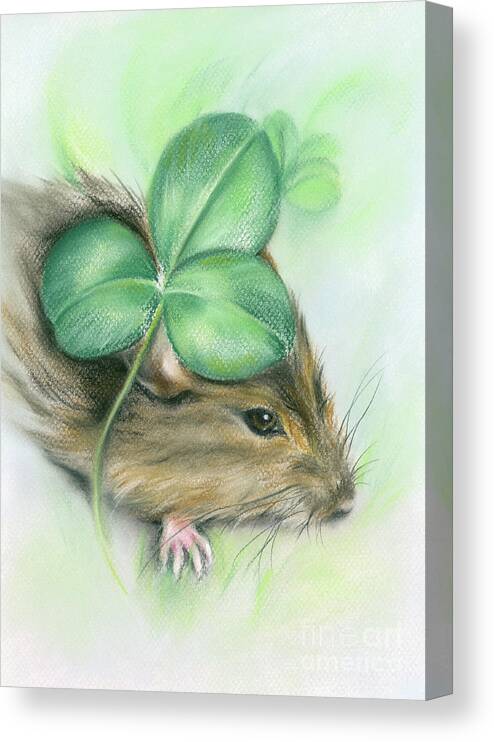 Animal Canvas Print featuring the painting Hamster in the Clover by MM Anderson