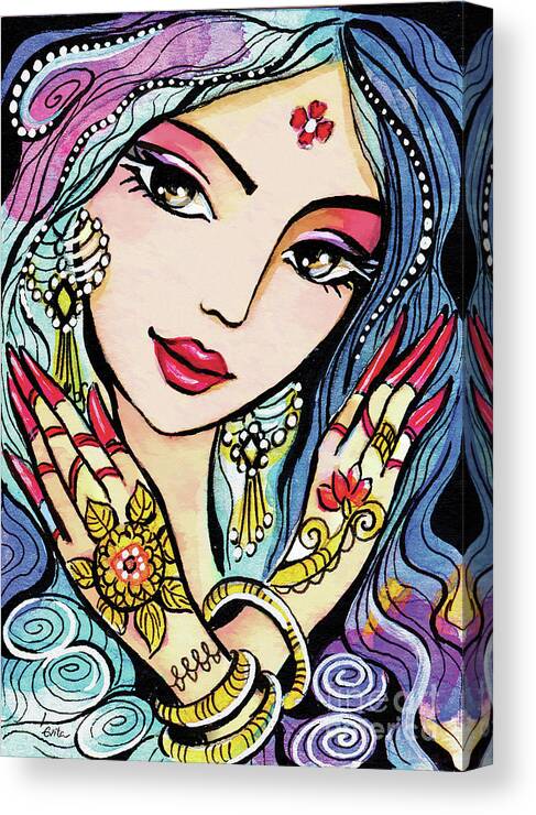 Indian Woman Canvas Print featuring the painting Hands of India by Eva Campbell