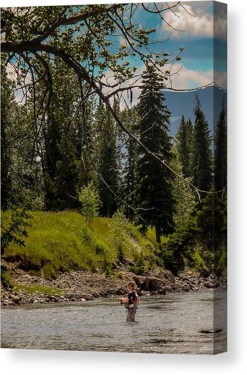 Fishing Canvas Print featuring the photograph Hangin' Out on the Stream by Phil And Karen Rispin