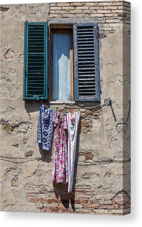 Brunello Di Montalcino Canvas Print featuring the painting Hanging Clothes of Tuscany by David Letts