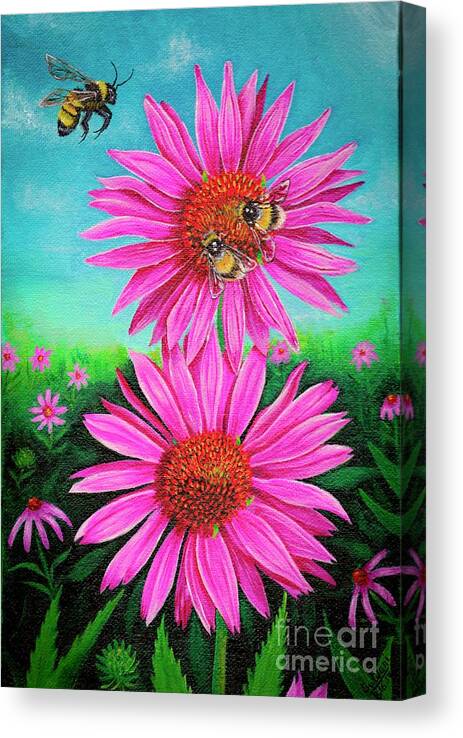 Flowers Canvas Print featuring the painting Harmony and Love by Sudakshina Bhattacharya