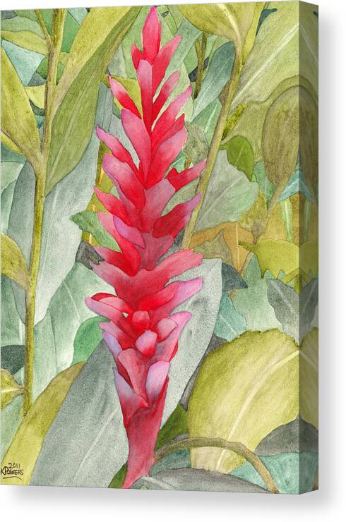 Floral Canvas Print featuring the painting Hawaiian Beauty by Ken Powers