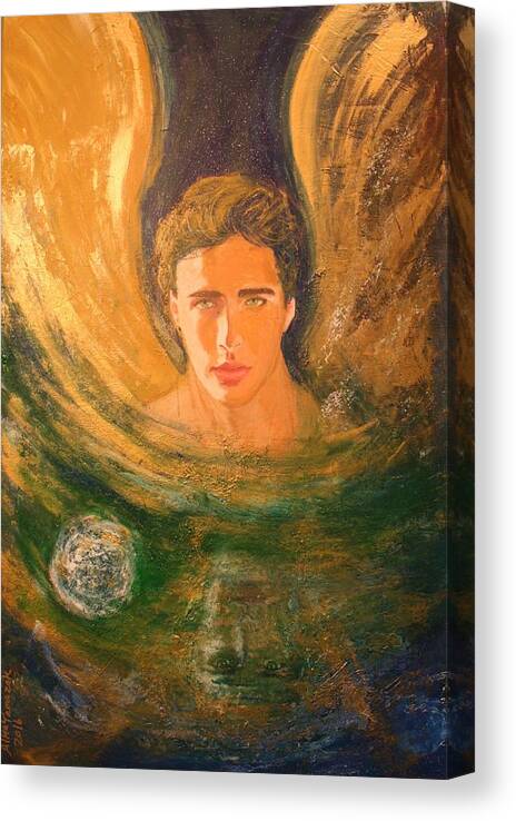 Alma Yamazaki Canvas Print featuring the painting Healing With The Golden Light by Alma Yamazaki