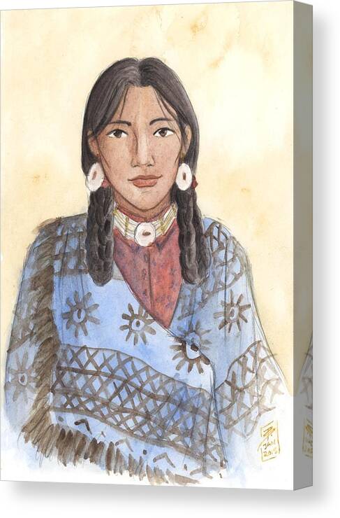 Native American Canvas Print featuring the painting Her Mother's Blanket by Brandy Woods