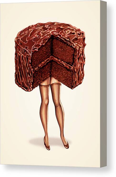 Food Canvas Print featuring the painting Hot Cakes - Devil's Food by Kelly Gilleran