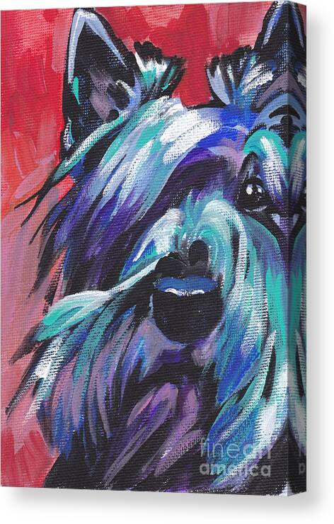 Scottish Terrier Canvas Print featuring the painting Hot Scot by Lea S