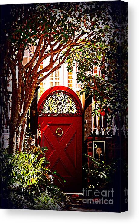 House Door Canvas Print featuring the photograph House Door 5 in Charleston SC by Susanne Van Hulst