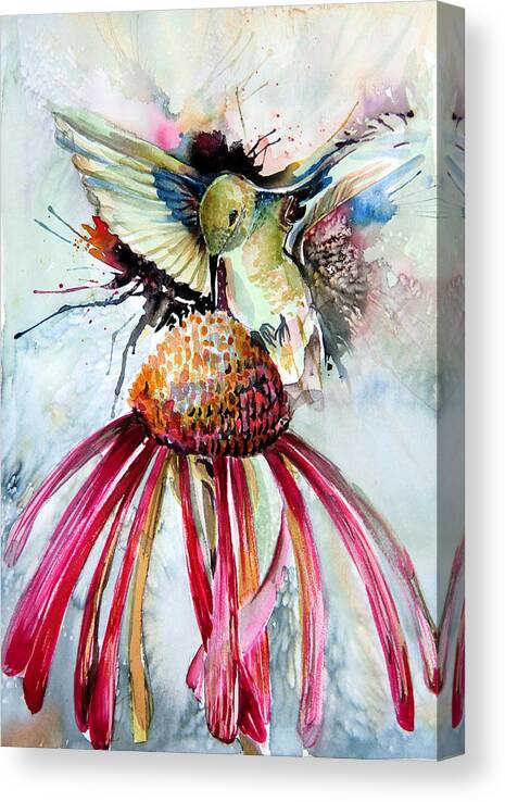 Humming Bird Canvas Print featuring the painting Humming Bird by Mindy Newman