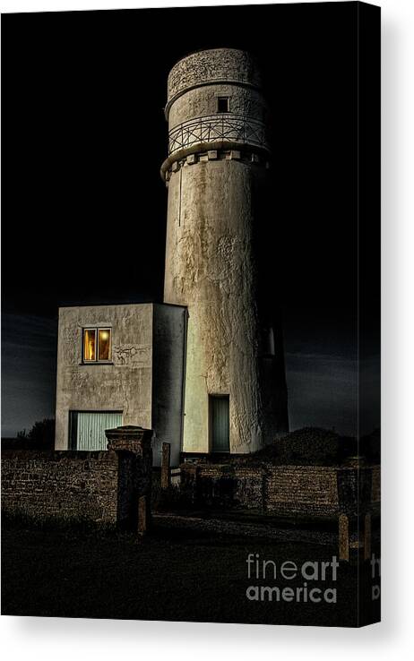 Lighthouse Canvas Print featuring the photograph Hunstanton Lighthouse at night by John Edwards