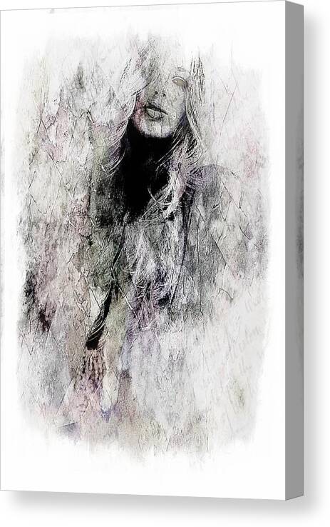 Portrait Woman Canvas Print featuring the photograph I am writing to you by Jean Francois Gil
