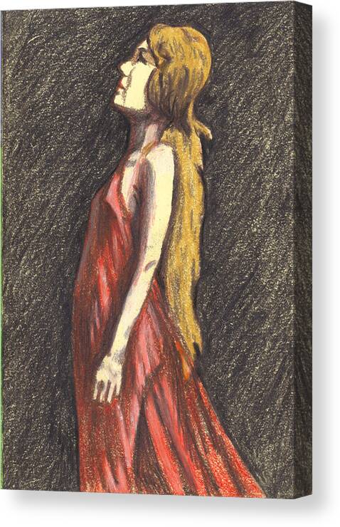 Woman Canvas Print featuring the drawing I Saw the Light by Jean Haynes