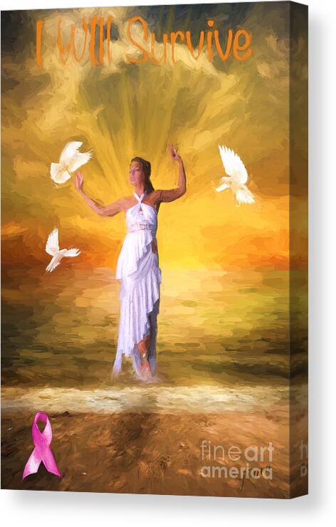 Breast Cancer Canvas Print featuring the painting I Will Survive by Jim Hatch