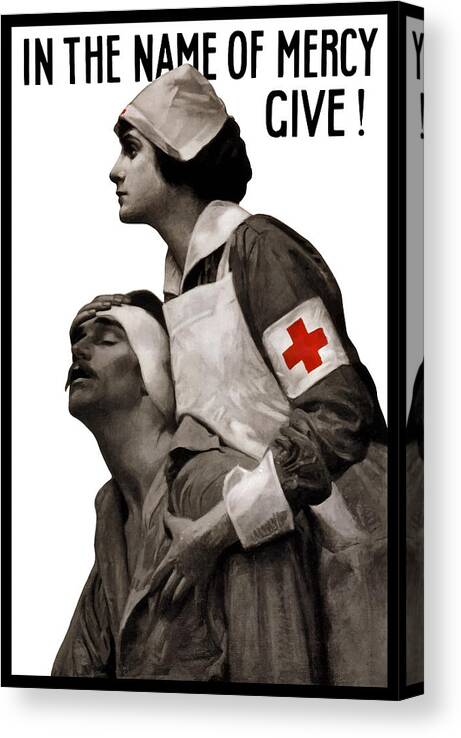 Ww1 Canvas Print featuring the painting In The Name Of Mercy Give by War Is Hell Store