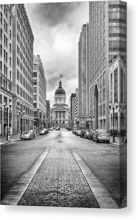 Landscape Canvas Print featuring the photograph Indiana State Capitol Building by Howard Salmon