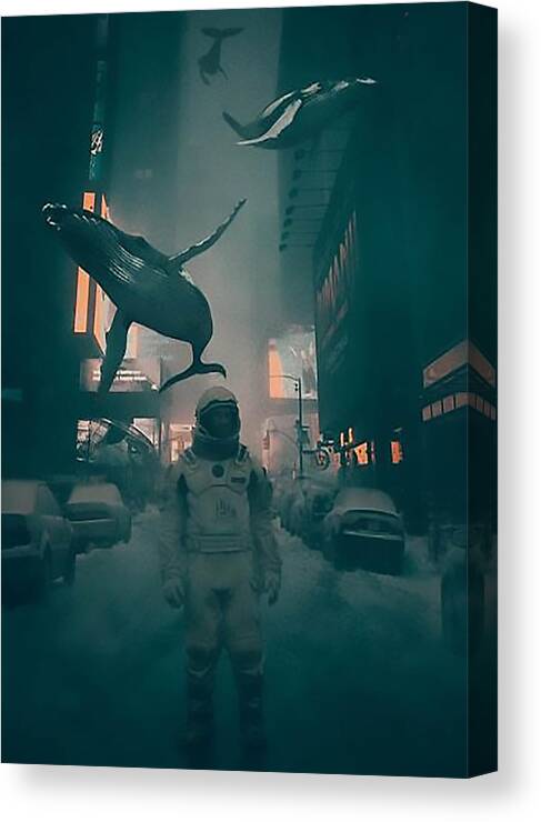 Whale Canvas Print featuring the digital art Inhabitants by Tankuss Art
