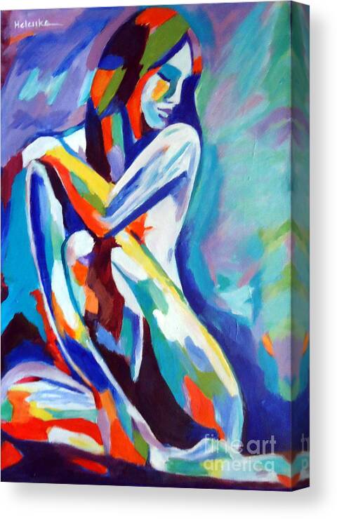 Contemporary Art Canvas Print featuring the painting Insightful pose by Helena Wierzbicki