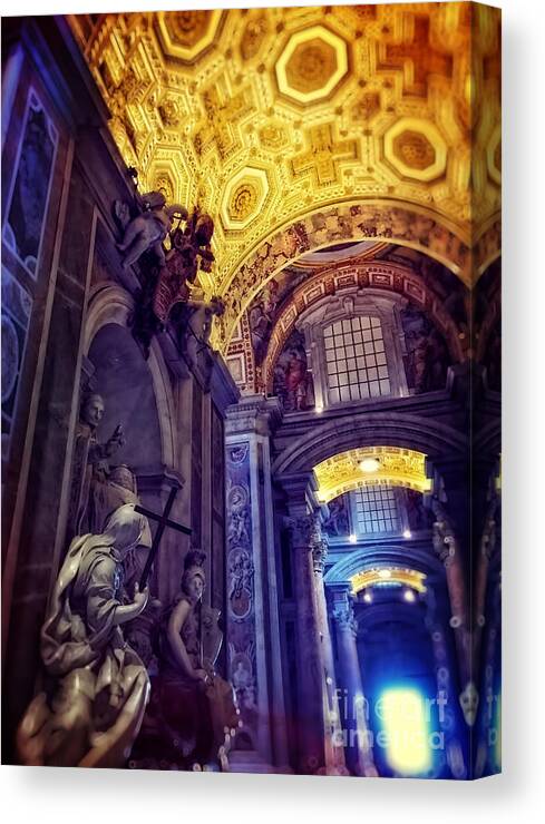 St Peters Basilica Canvas Print featuring the photograph Interior of St Peter's Basilica by HD Connelly