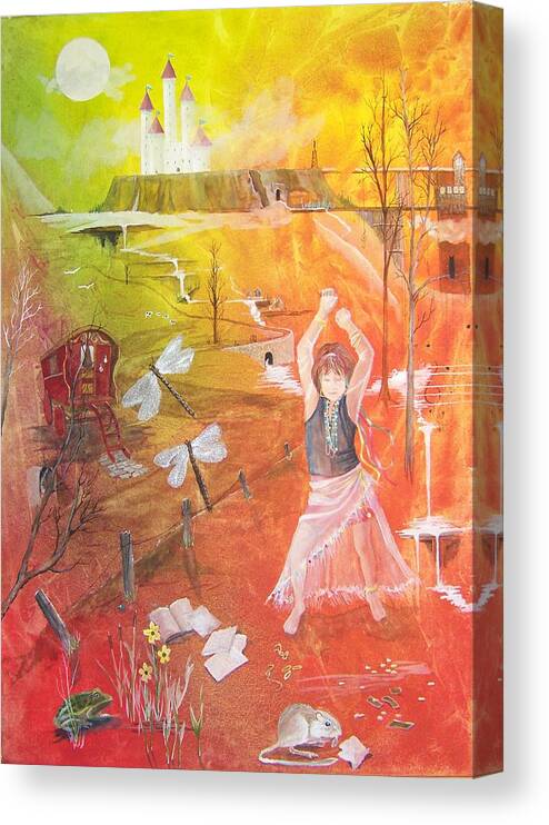 Gypsy Canvas Print featuring the painting Jayzen - The Little Gypsy Dancer by Jackie Mueller-Jones