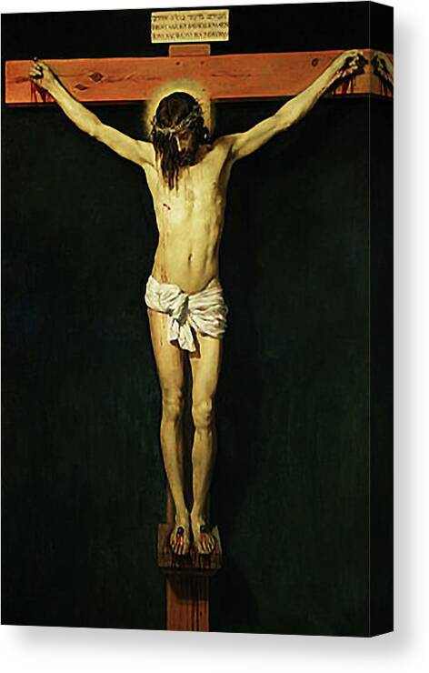 Jesus Canvas Print featuring the mixed media Jesus Christ Crucifixion by Diego Velazquez