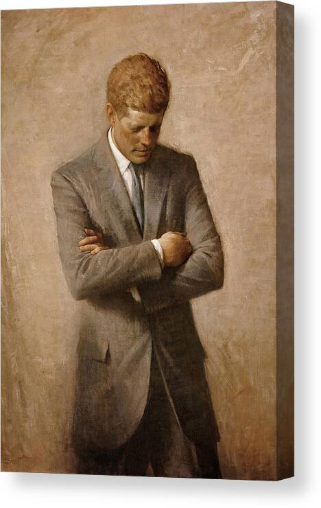 Jfk Canvas Print featuring the painting John F Kennedy by War Is Hell Store