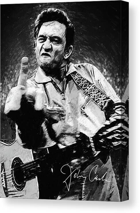 Johnny Cash Canvas Print featuring the digital art Johnny Cash by Zapista OU