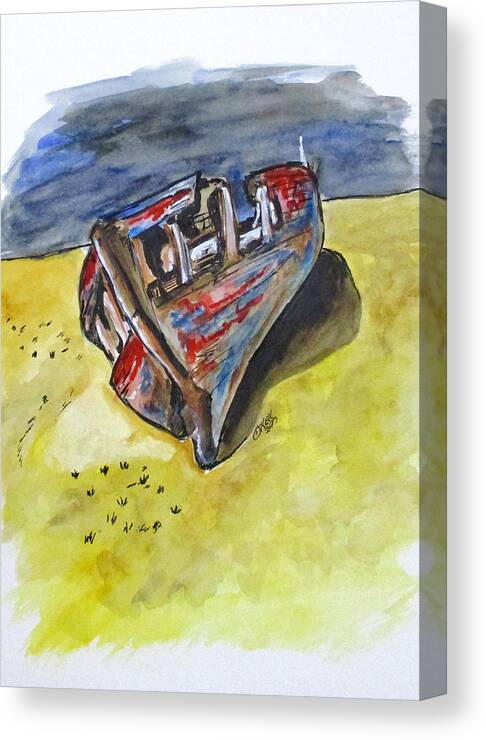 Fishing Boat Canvas Print featuring the painting Junk Fishing Boat by Clyde J Kell