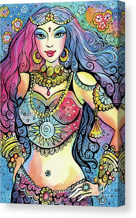 Indian Goddess Canvas Print featuring the painting Kali by Eva Campbell