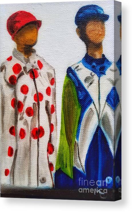 Jockeys Canvas Print featuring the painting Kentucky Derby Jockey Mannequins by Mary Capriole