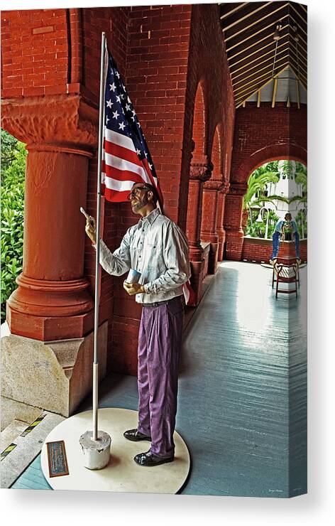 Statue Canvas Print featuring the photograph Key West Statue - Weekend Painter 002 by George Bostian