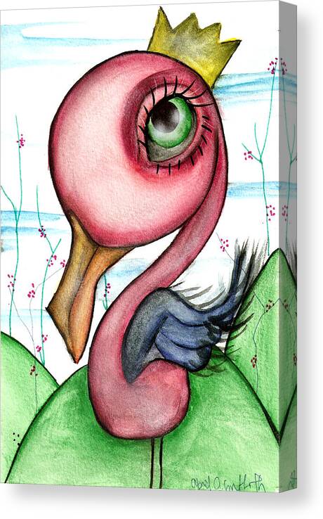 Bird Canvas Print featuring the painting King for a day by Abril Andrade