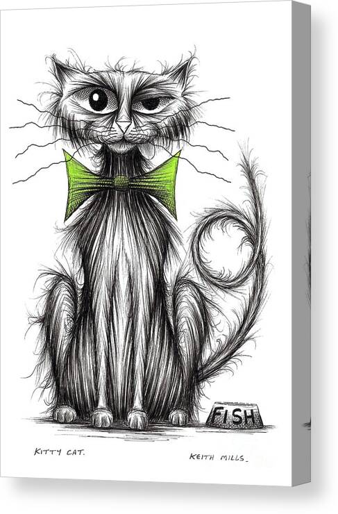 Kitty Cat Canvas Print featuring the drawing Kitty cat by Keith Mills