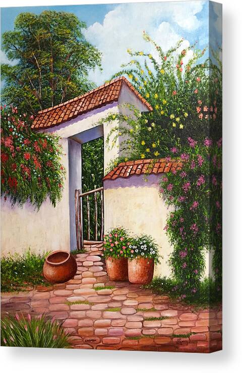 Colombia Canvas Print featuring the painting La Finca by Stella Romero