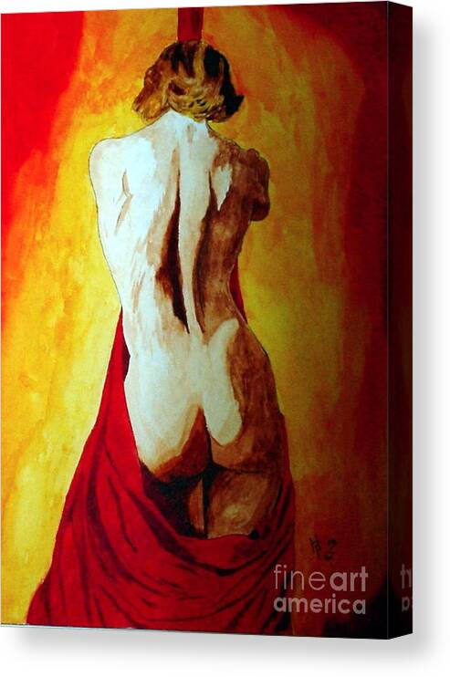 Nude Red Lady In Red Canvas Print featuring the painting Lady in Red by Herschel Fall
