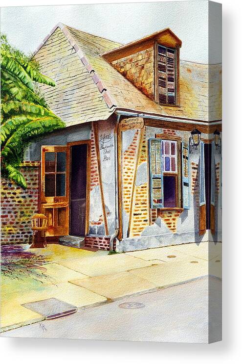 Lafittes Canvas Print featuring the painting Lafittes of New Orleans by Karen Fleschler