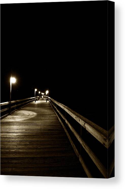 Fishing Pier Canvas Print featuring the photograph Leap of Faith by Don Mennig